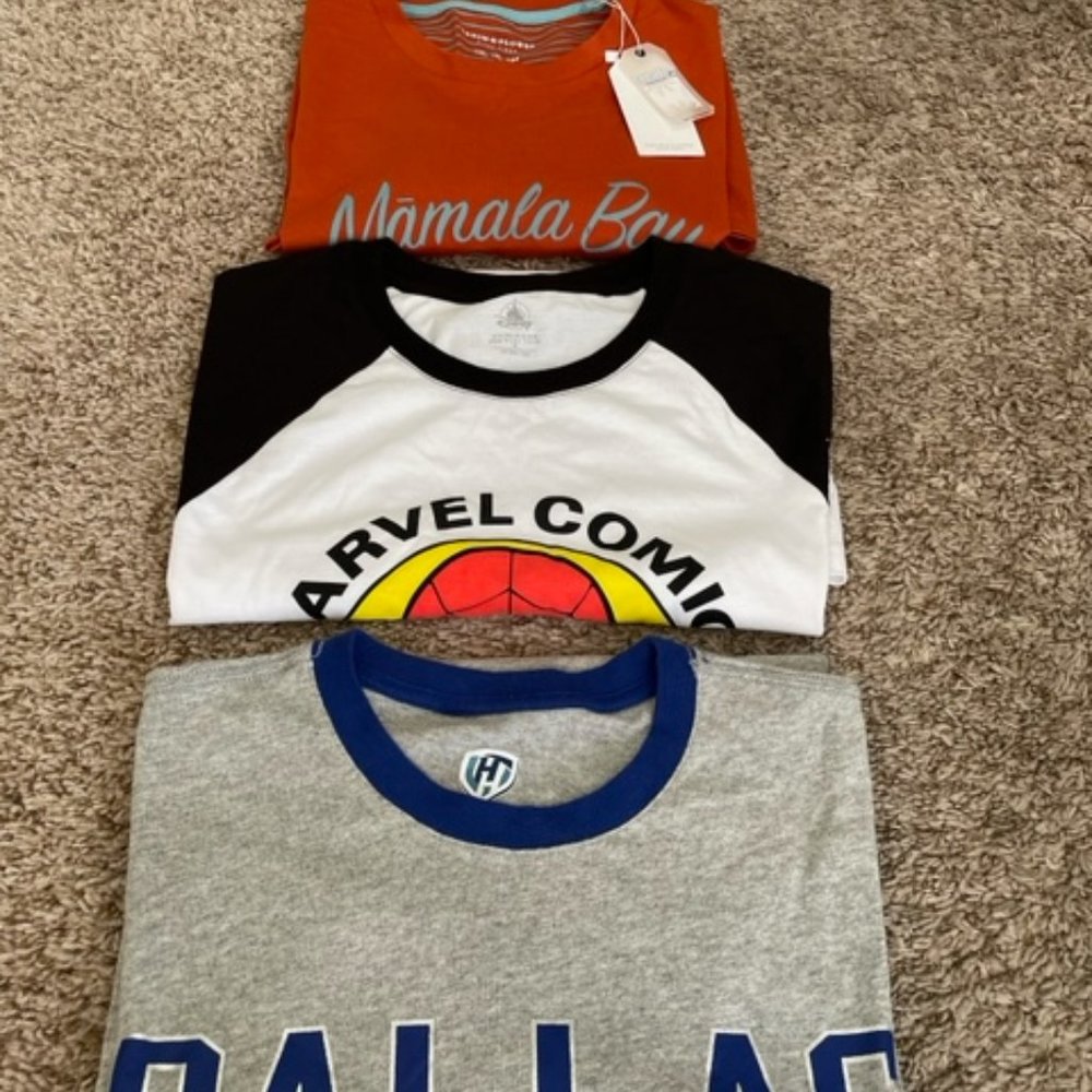 Lot of 3 t shirts Denim & Flower, Marvel, Dallas Mavericks
